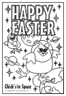 Easter Chicks in Space card template #Easter 0006